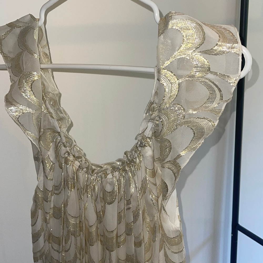 Rachel Zoe dress metallic silver gold mini size 8